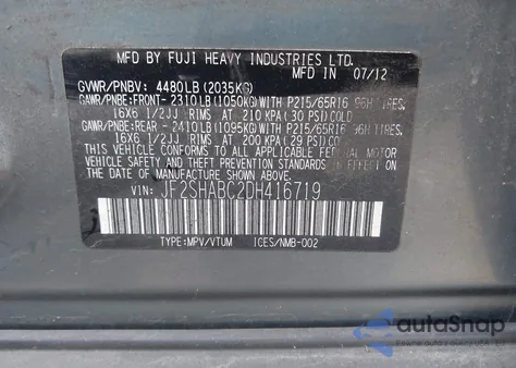 2013 Subaru Forester 2.5X z USA, uszkodzony, nr VIN JF2SHABC2DH416719